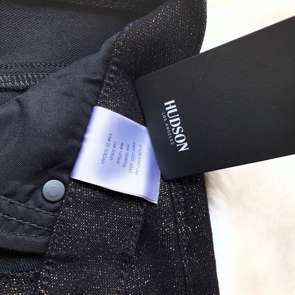 HUDSON Holly High Rise Wide Leg Trouser Black Gold Stretch Jeans - Picture 12 of 12